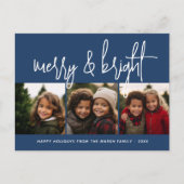 3写真クリスマスコラージュメリー- & Bright – 海軍 シーズンポストカード (正面)