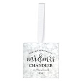 3写真クリスマス大理石のミセスエレガントフェイクさん キューブオーナメント (正面)