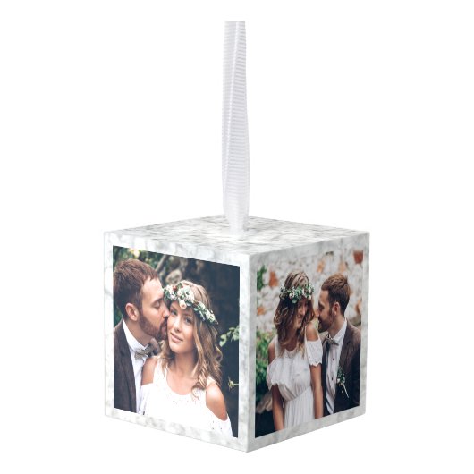 3写真クリスマス大理石のミセスエレガントフェイクさん キューブオーナメント (裏面アングル)