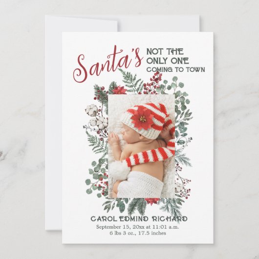 3写真コラージクリスマスベビー誕生発表 案内状 (正面)