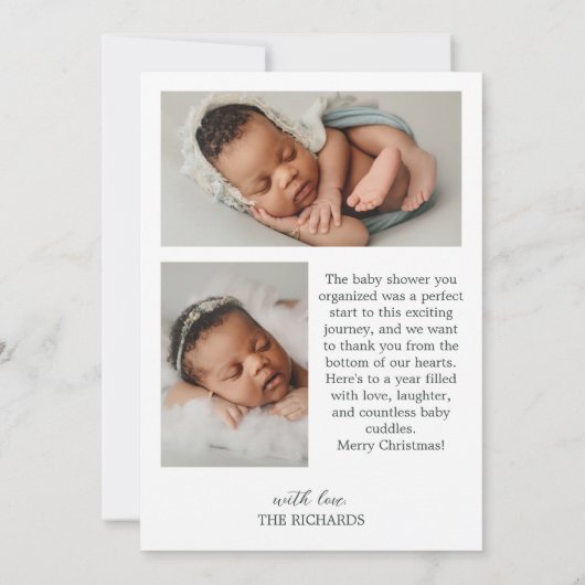 3写真コラージクリスマスベビー誕生発表 案内状 (裏面)
