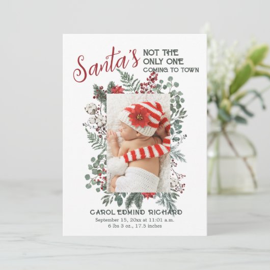 3写真コラージクリスマスベビー誕生発表 案内状 (スタンド正面)