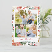 3写真コラージクリスマスポインセチアアイボリーフローラ シーズンカード (スタンド正面)