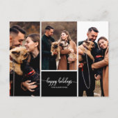 3写真コラージハッピーホリデーズクリスマスブラック ポストカード (正面)