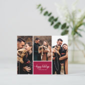 3写真コラージハッピーホリデーズクリスマスモダン ポストカード (スタンド正面)