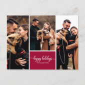 3写真コラージハッピーホリデーズクリスマスモダン ポストカード (正面)