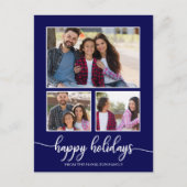 3写真コラージハッピーホリデーモダンネイビーブルー ポストカード (正面)