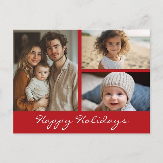 3写真コラージュのクリスマスホリデー写真 シーズンポストカード (正面)