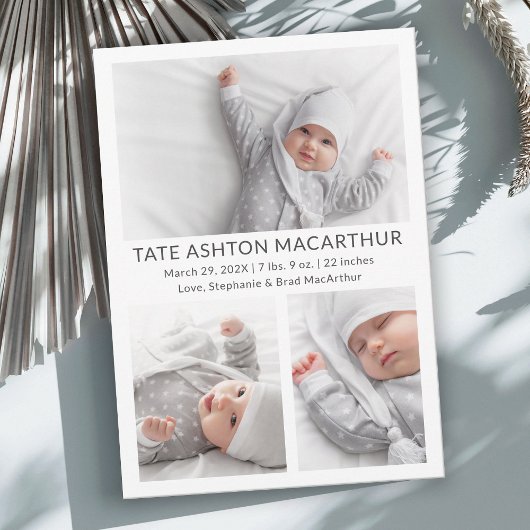 3写真コラージュベビー誕生のお知らせ 案内状