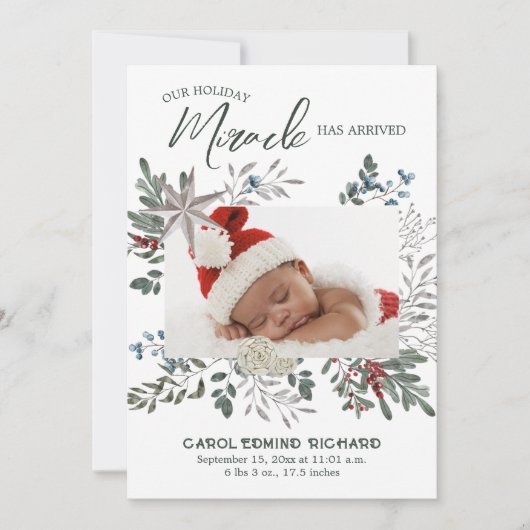 3写真コラージュ出産発表ベビーシャワー 案内状 (正面)