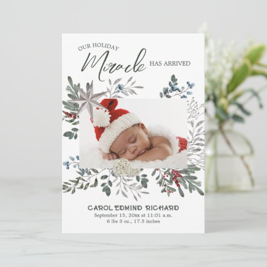 3写真コラージュ出産発表ベビーシャワー 案内状 (スタンド正面)