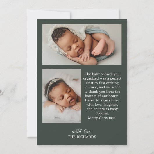 3写真コラージュ出産発表ベビーシャワー 案内状 (裏面)