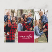 3写真コラージュ暖かい願いシンプルクリスマス ポストカード (正面)