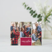 3写真コラージュ暖かい願いシンプルクリスマス ポストカード (スタンド正面)