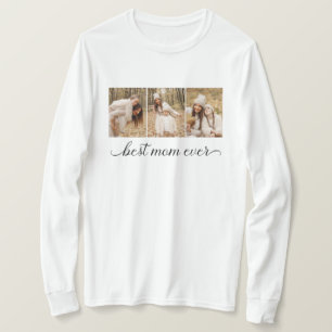 3写真コラージュ最高のママエバーウィメンズ長袖 Tシャツ