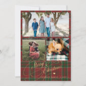 3写真コラージュMerry Christmasスクリプトプレイド シーズンカード (正面)