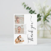 3写真スタイリッシュ赤ちゃんシャワーありがとう ポストカード (スタンド正面)