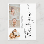 3写真スタイリッシュ赤ちゃんシャワーありがとう ポストカード (正面)