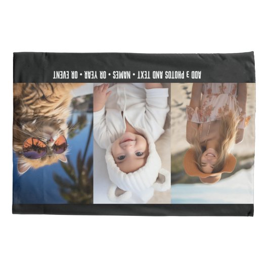 3写真テンプレートモダンミニマル文字下 枕カバー (裏面)