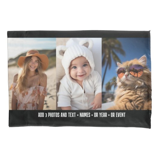 3写真テンプレートモダンミニマル文字下 枕カバー (正面)