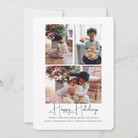 3写真ハッピーホリデーズクリスマス シーズンカード (正面)