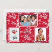 3写真ハッピーホリデーパーソナライズされたメッセージ赤 シーズンカード (正面)