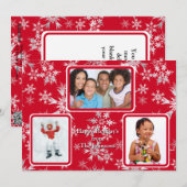 3写真ハッピーホリデーパーソナライズされたメッセージ赤 シーズンカード (正面/裏面)