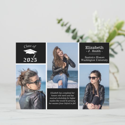 3写真パーソナライズされたの卒業発表 招待状 (スタンド正面)
