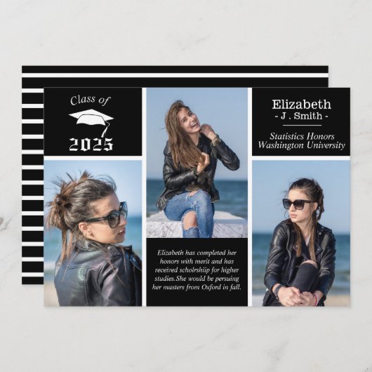 3写真パーソナライズされたの卒業発表 招待状 (正面/裏面)