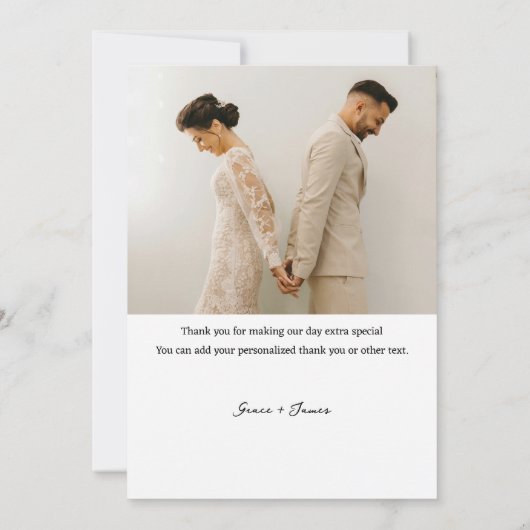 3写真パーソナライズされたの結婚数 サンキューカード (裏面)