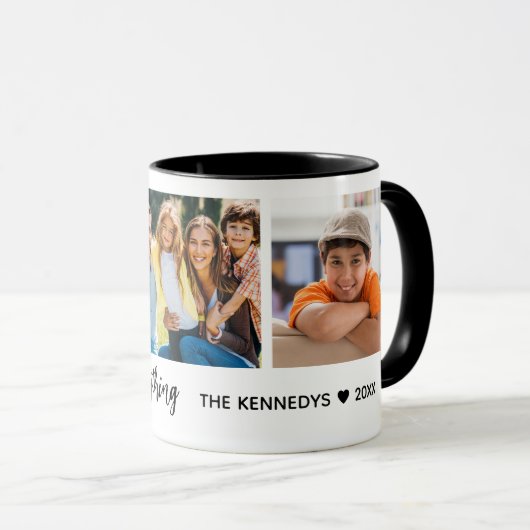 3写真パーソナライズされたコラージュの家族の名前引用文 マグカップ (正面右)