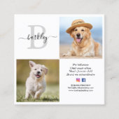 3写真パーソナライズされたソーシャルメディアQRコードモノグラム スクエア名刺 (正面)