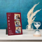 3写真パーソナライズされたブルゴーニュ卒業 フォトプラーク (側面)