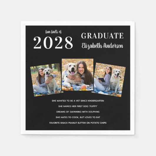 3写真パーソナライズされた大学院おもしろい事実卒業 スタンダードカクテルナプキン (正面)