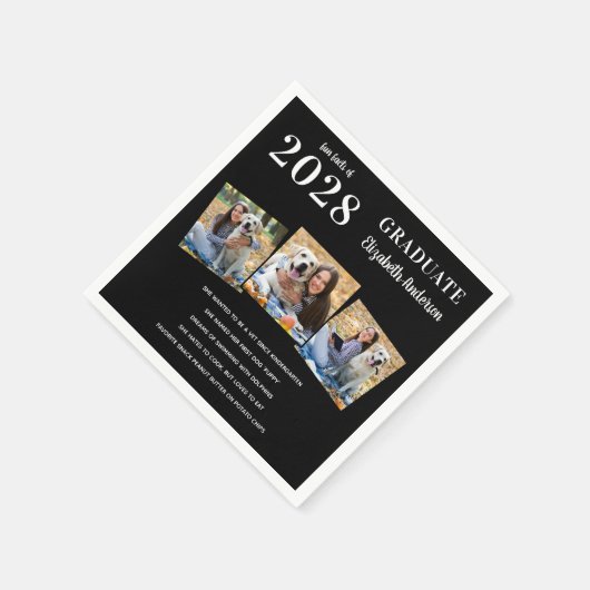 3写真パーソナライズされた大学院おもしろい事実卒業 スタンダードカクテルナプキン (角)
