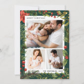 3写真ファミリークリスマスホリデーズボタニカル シーズンカード (正面)