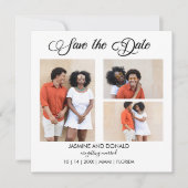 3写真フラットウェディング日付カードを保存 セーブザデート (正面)
