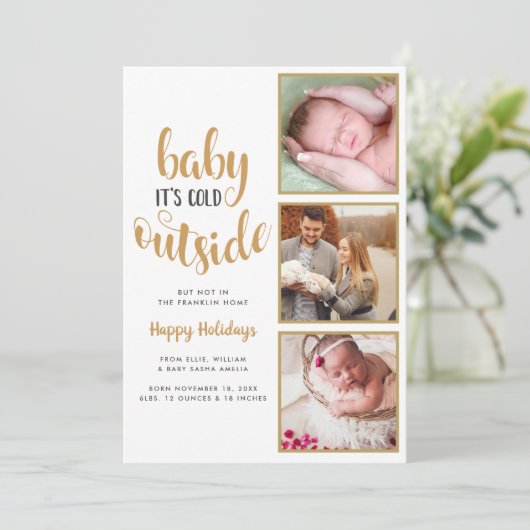 3写真ベビーその冷たい出産発表 シーズンカード (スタンド正面)