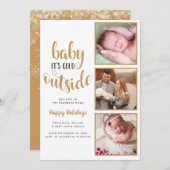 3写真ベビーその冷たい出産発表 シーズンカード (正面/裏面)