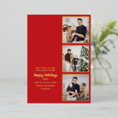 3写真ベビーその冷たい外クリスマス金ゴールド 箔シーズンカード (立ち正面)