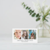 3写真ホワイトミニマリスト名刺 名刺 (スタンド正面)