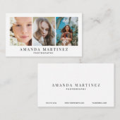 3写真ホワイトミニマリスト名刺 名刺 (正面/裏面)