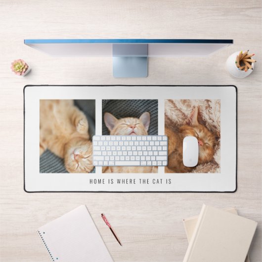 3写真ホームで猫は白 デスクマット (オフィス1)