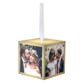 3写真ミセス・初めてのクリスマスズフェイク金箔 キューブオーナメント (裏面アングル)