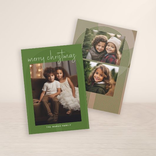 3写真メリークリスマス抽象芸術ライン手書き シーズンカード