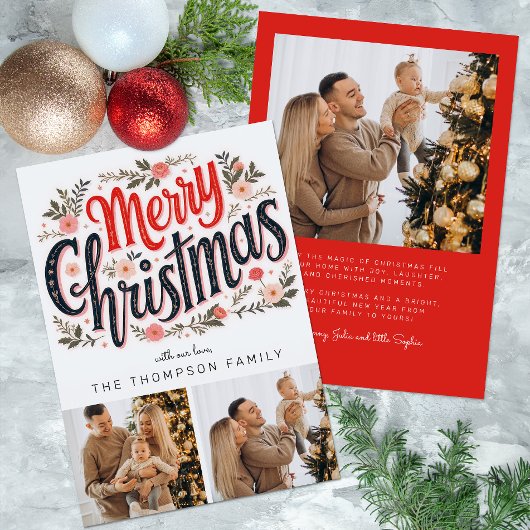 3写真メリークリスマス植物性クリスマスカード シーズンカード