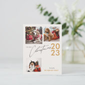 3写真メリーパーソナライズされたクリスマスグリーティング シーズンカード (スタンド正面)