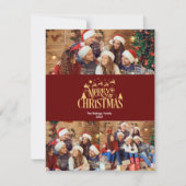 3写真メリーモダンクリスマスの金ゴールド挨拶 シーズンカード (正面)