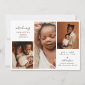 3写真モダンありがとう新生児誕生 案内状 (正面)