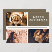 3写真モダンコラージメリークリスマス シーズンカード (正面/裏面)